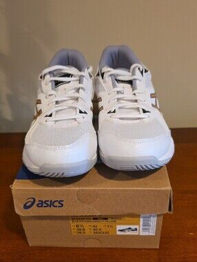 Asics White Athletic Sneakers with Gold Accents